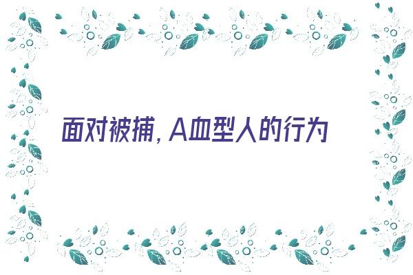 面对被捕，A血型人的行为方式《a型血罪犯》