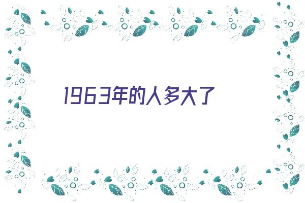 1963年的人多大了《1963年的人多大了?》