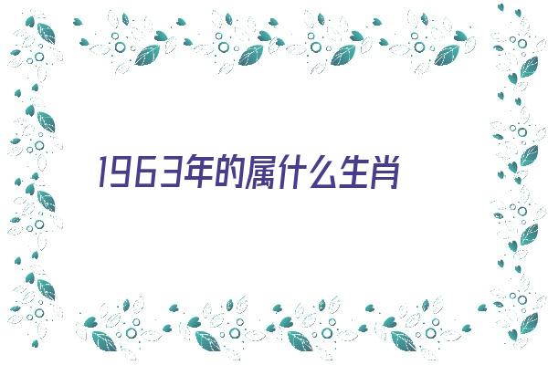 1963年的属什么生肖《1963年的属什么生肖属》