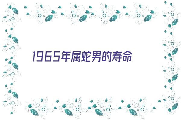 1965年属蛇男的寿命