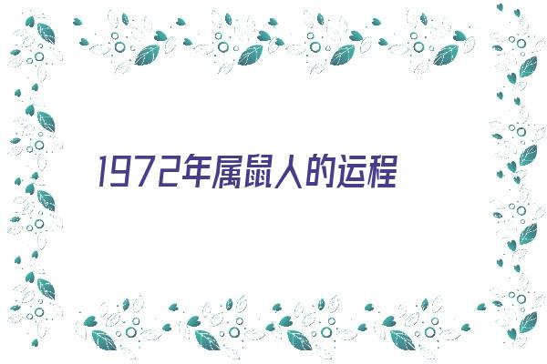 1972年属鼠人的运程《1972年属鼠人的运程如何》