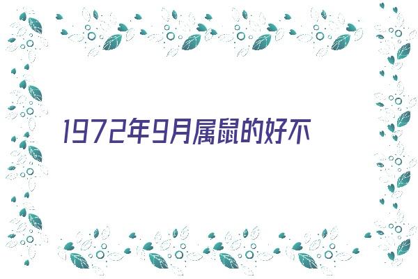 1972年9月属鼠的好不好《1972年9月属鼠的好不好运》