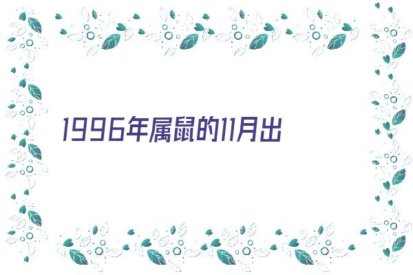 1996年属鼠的11月出生好吗《1996年属鼠11月出生是什么命》