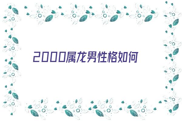 2000属龙男性格如何《2000属龙男的性格》