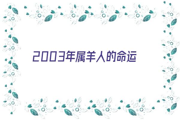 2003年属羊人的命运《2003年属羊人的命运怎么样》 生肖运势