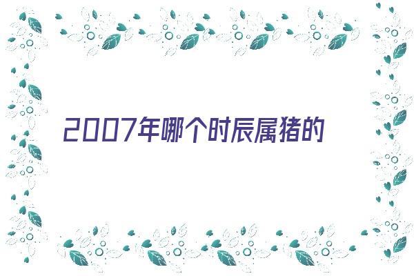  2007年哪个时辰属猪的姻缘好《2007年哪个时辰属猪的姻缘好呢》 生肖运势