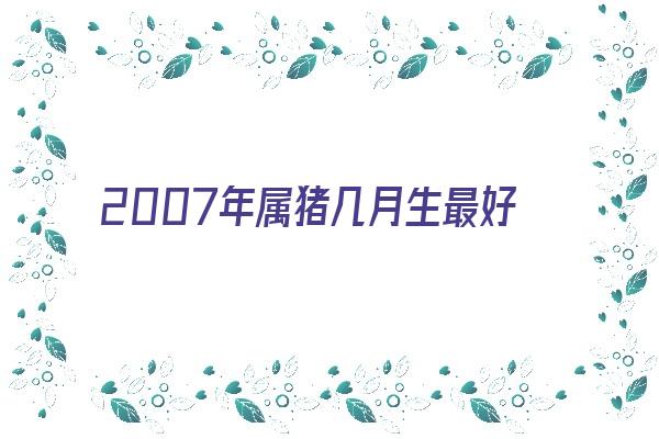 2007年属猪几月生最好《2007年属猪几月生最好命》