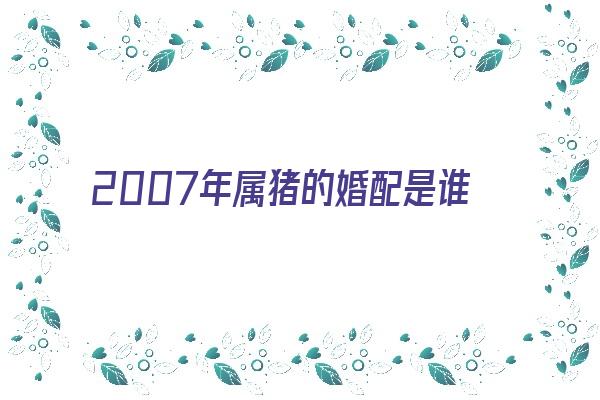 2007年属猪的婚配是谁《2007年属猪的婚配是谁啊》