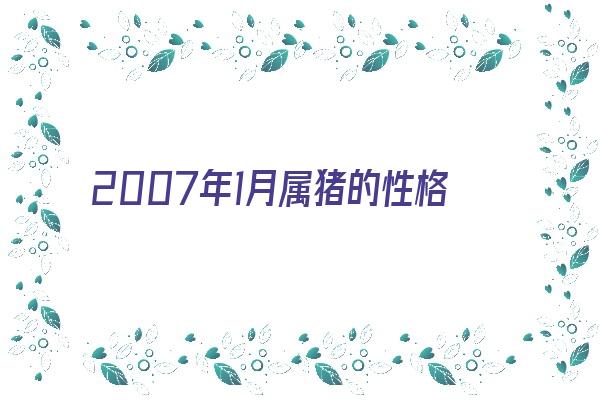 2007年1月属猪的性格命运《2007年1月属猪的性格命运如何》