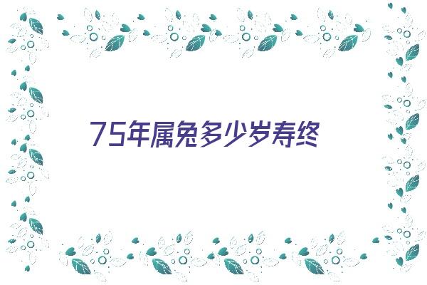  75年属兔多少岁寿终 生肖运势