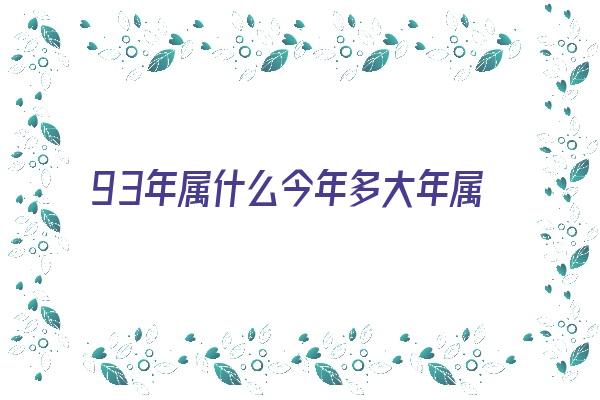 93年属什么今年多大年属什么《93年属什么今年多大了》