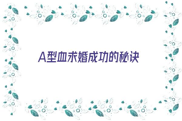 A型血求婚成功的秘诀《a型血的爱情》